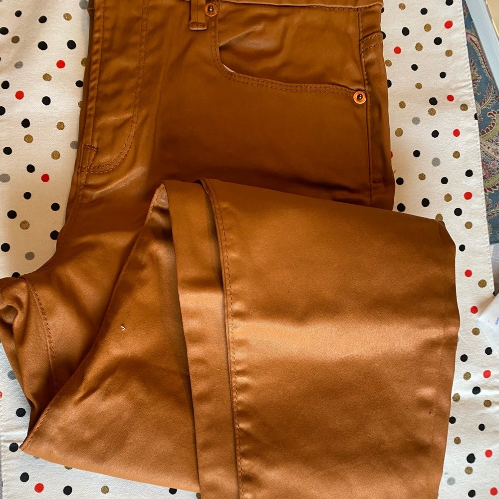 Gianni Bini Cognac Coated Denim Jeans 28 NWT